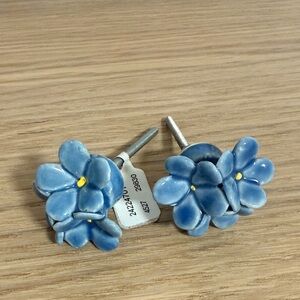 Anthropologie Blue Floral Ceramic Knobs